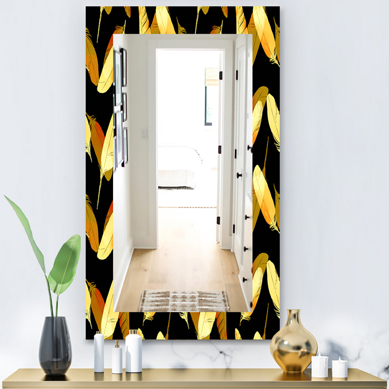 Feathers 6 - Bohemian and Eclectic Mirror - Vanity Mirror