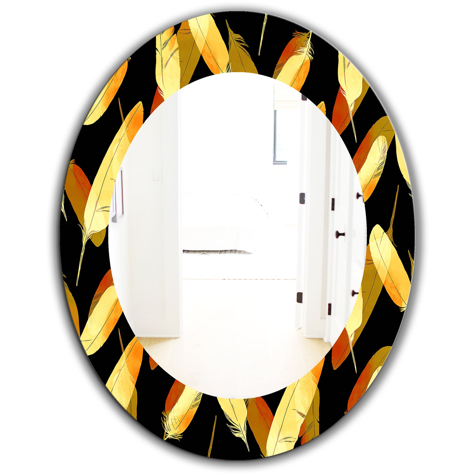 Feathers 6 - Bohemian and Eclectic Mirror - Oval or Round Wall Mirror