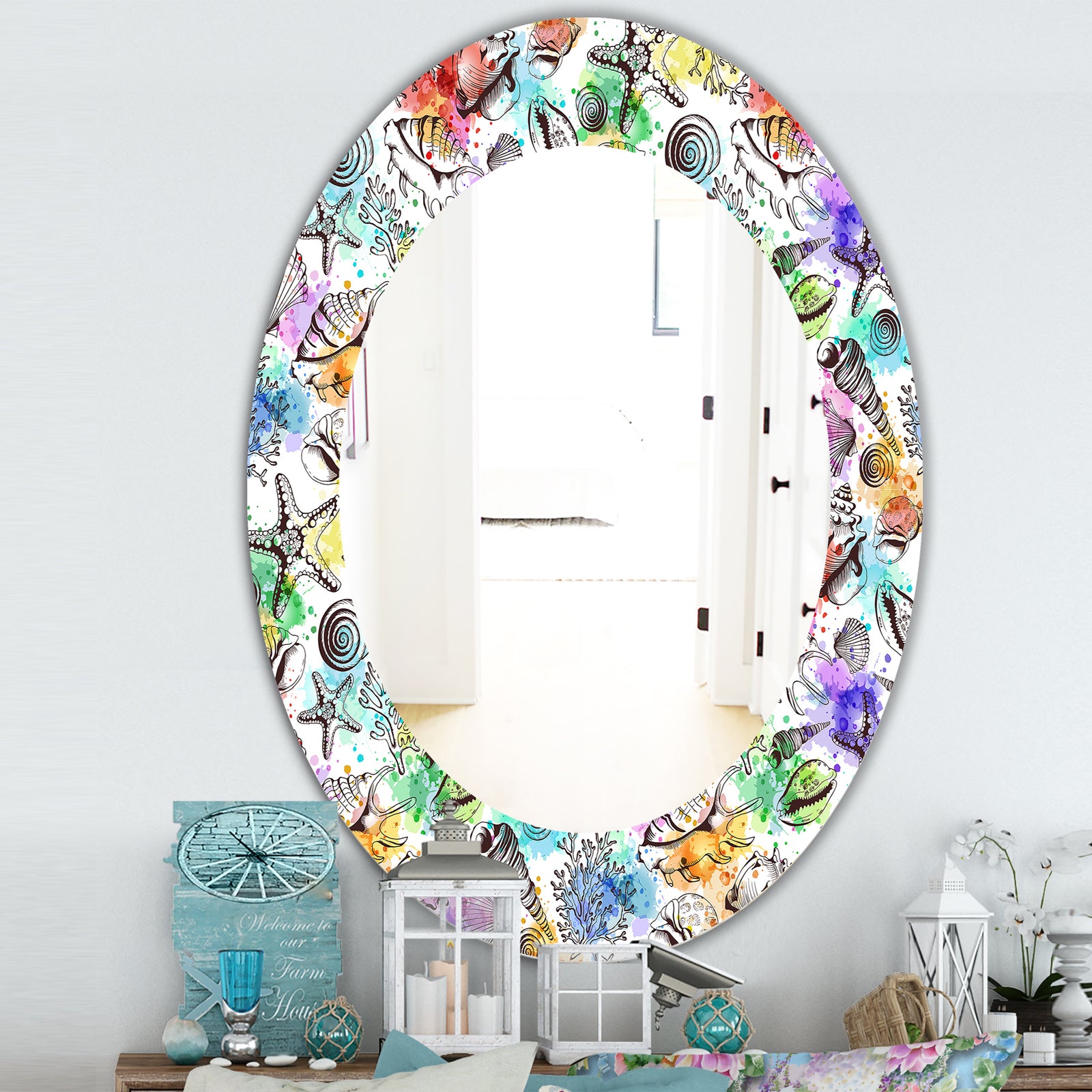 Costal Creatures 6 - Traditional Mirror - Oval or Round Wall Mirror
