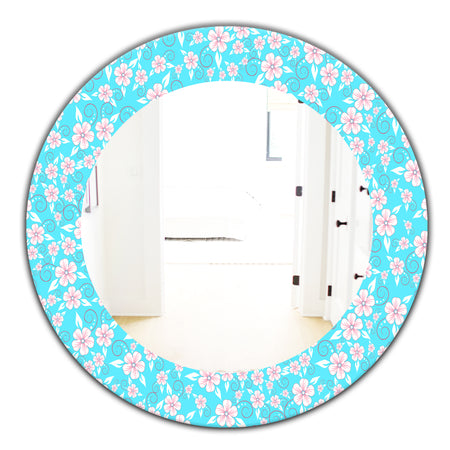 Flower Pattern - Modern Mirror - Frameless Oval or Round Wall Mirror