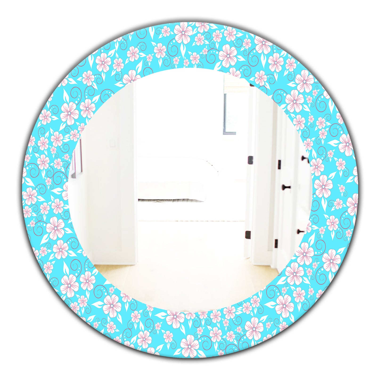 Flower Pattern - Modern Mirror - Frameless Oval or Round Wall Mirror