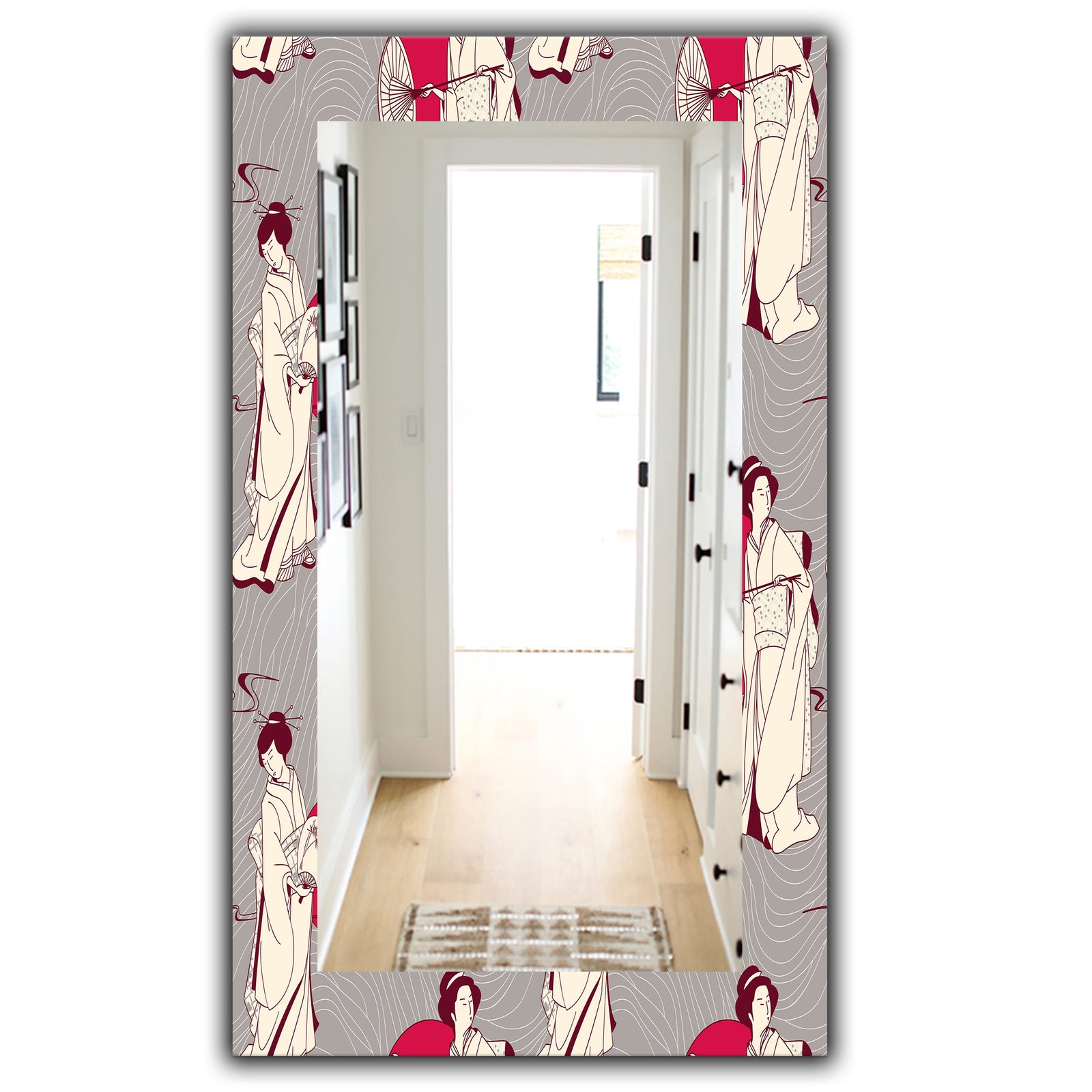 Traditional Japanese Geisha - Bohemian and Eclectic Mirror - Frameless Vanity Mirror