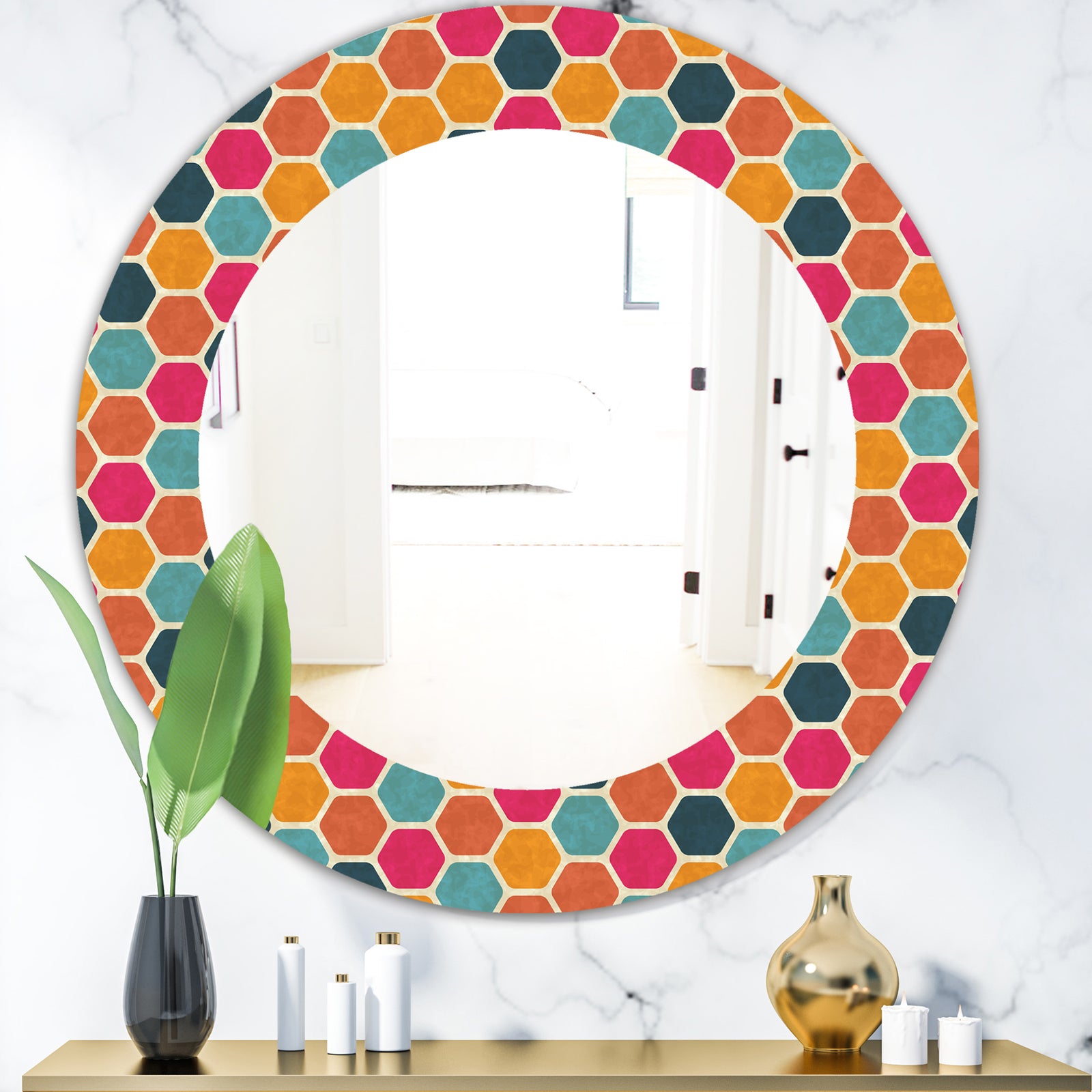 Honeycomb 1 - Modern Mirror - Oval or Round Wall Mirror
