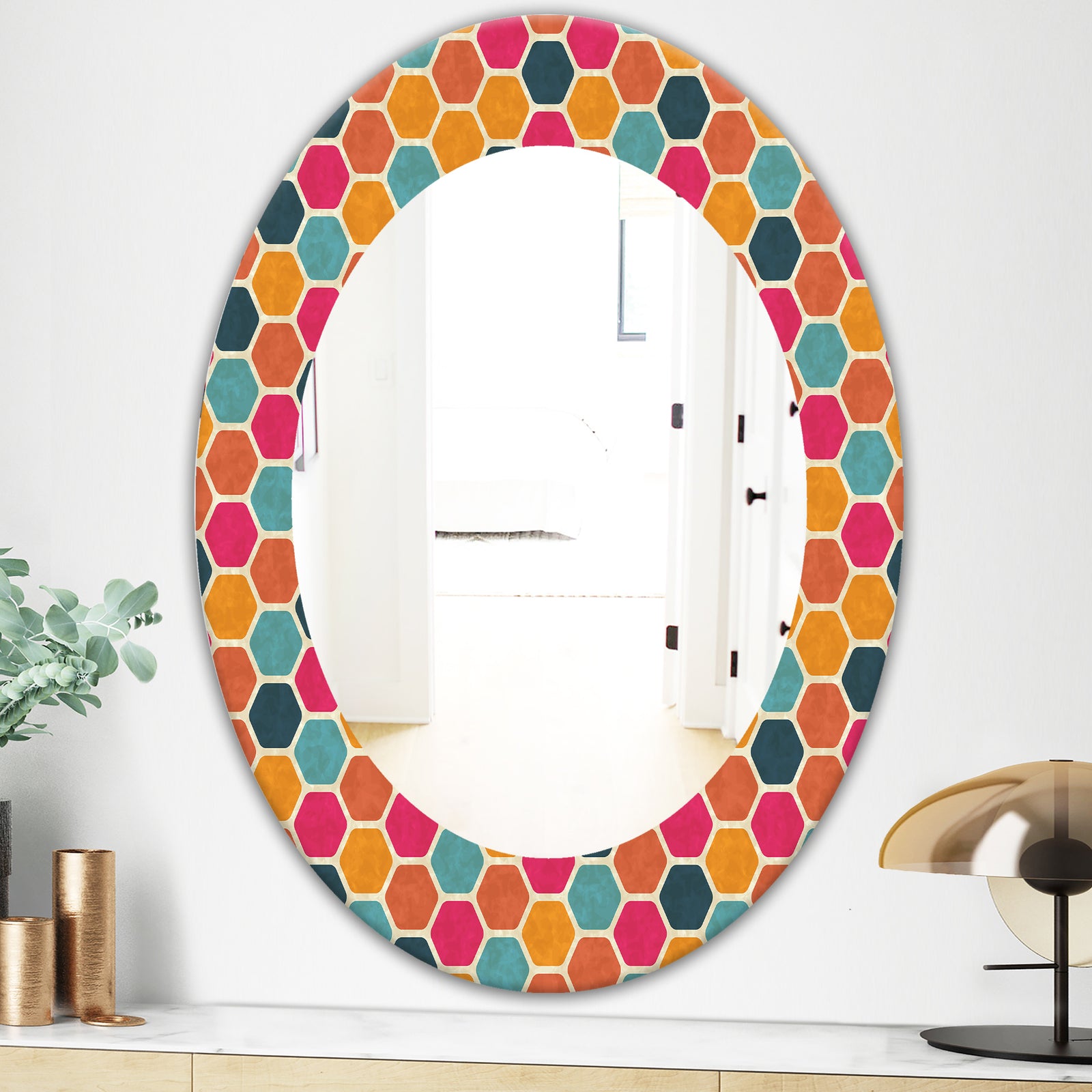 Honeycomb 1 - Modern Mirror - Oval or Round Wall Mirror