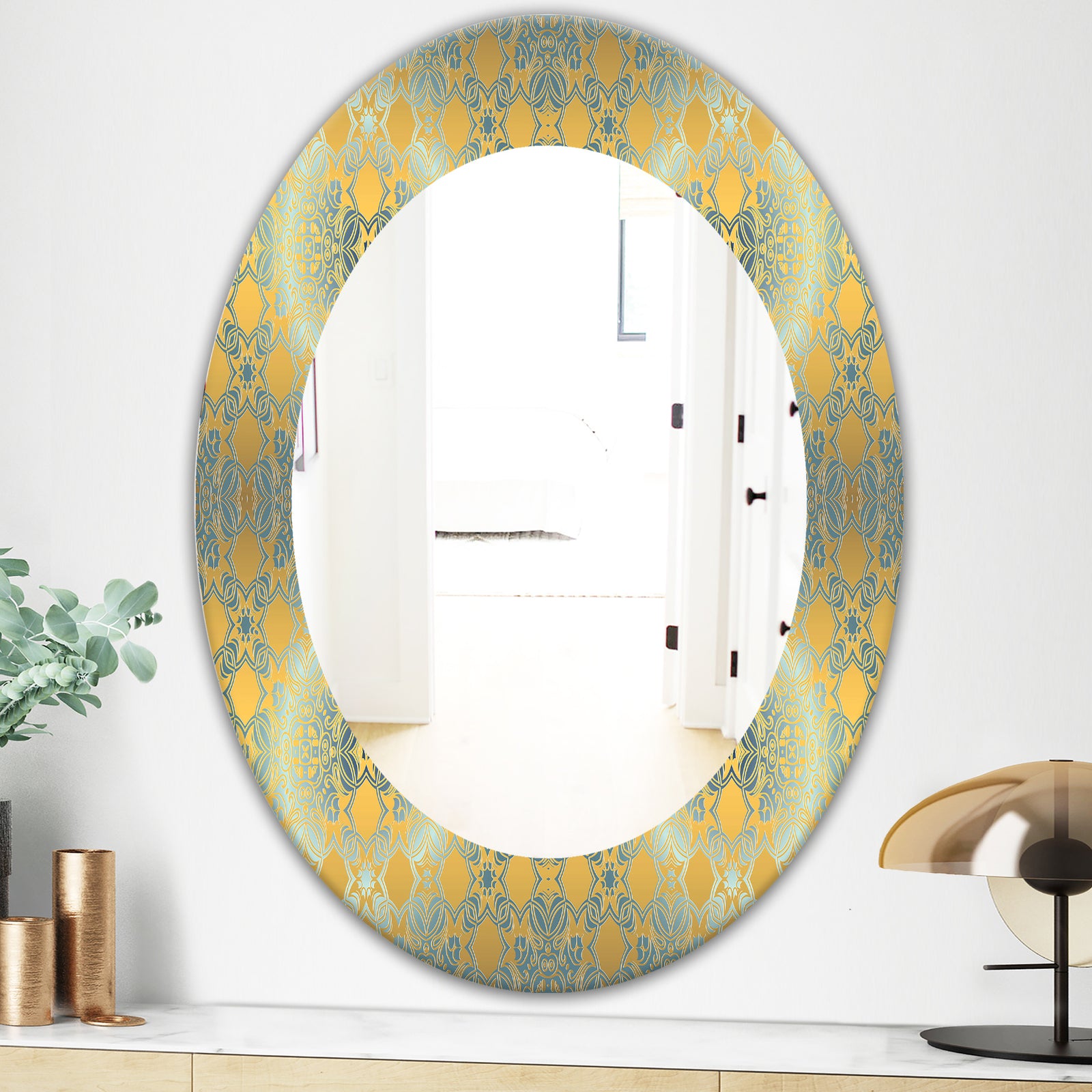 Glam Flowers Decorative - Glam Mirror - Frameless Oval or Round Wall Mirror