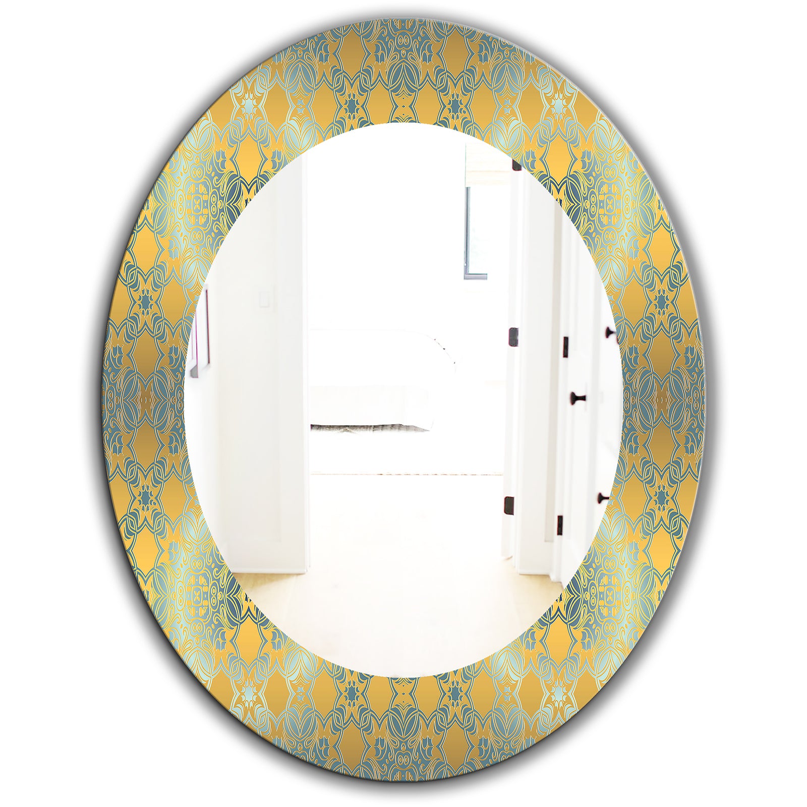 Glam Flowers Decorative - Glam Mirror - Frameless Oval or Round Wall Mirror