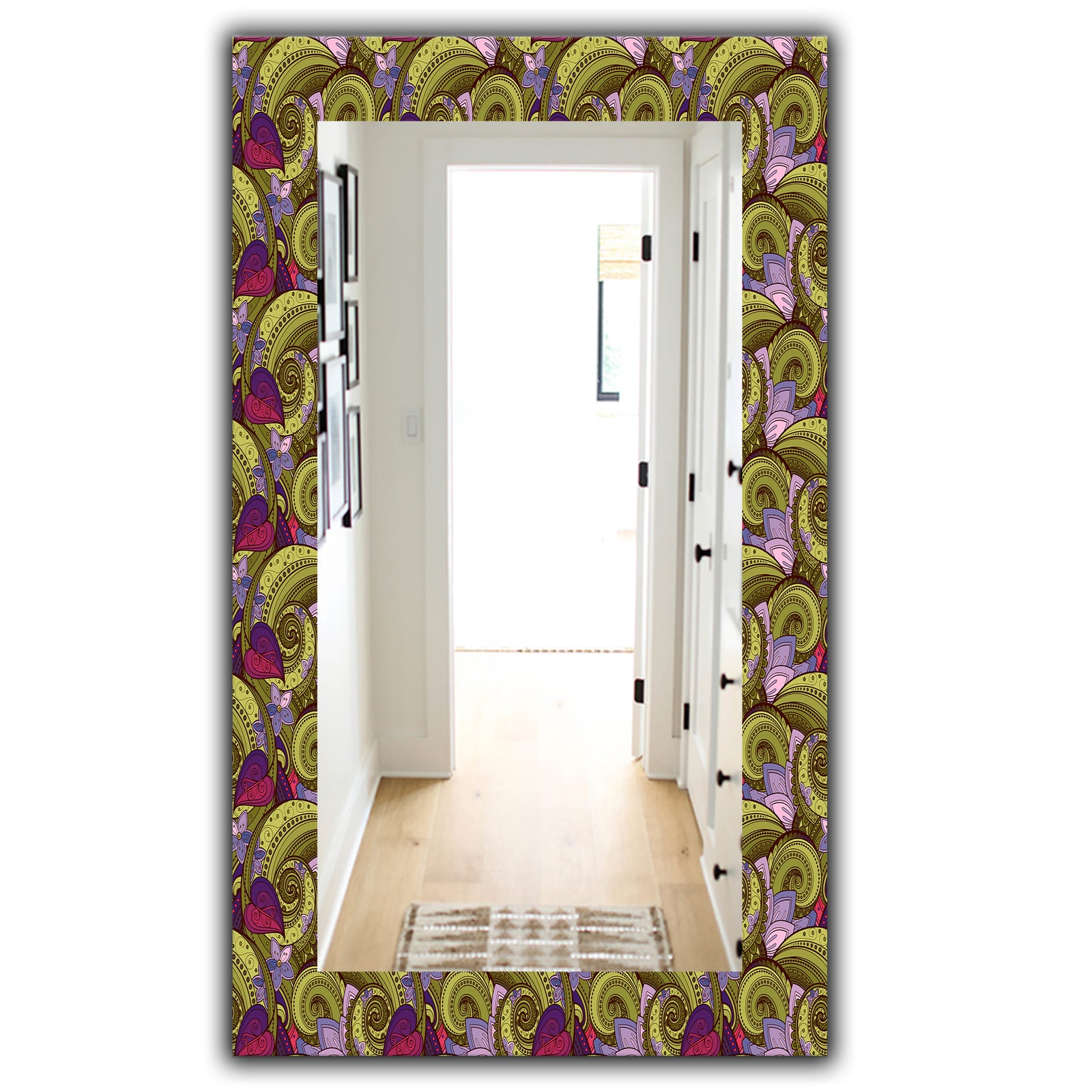 Floral Pattern, Paisley Garden Style - Bohemian and Eclectic Mirror - Modern Wall Mirror