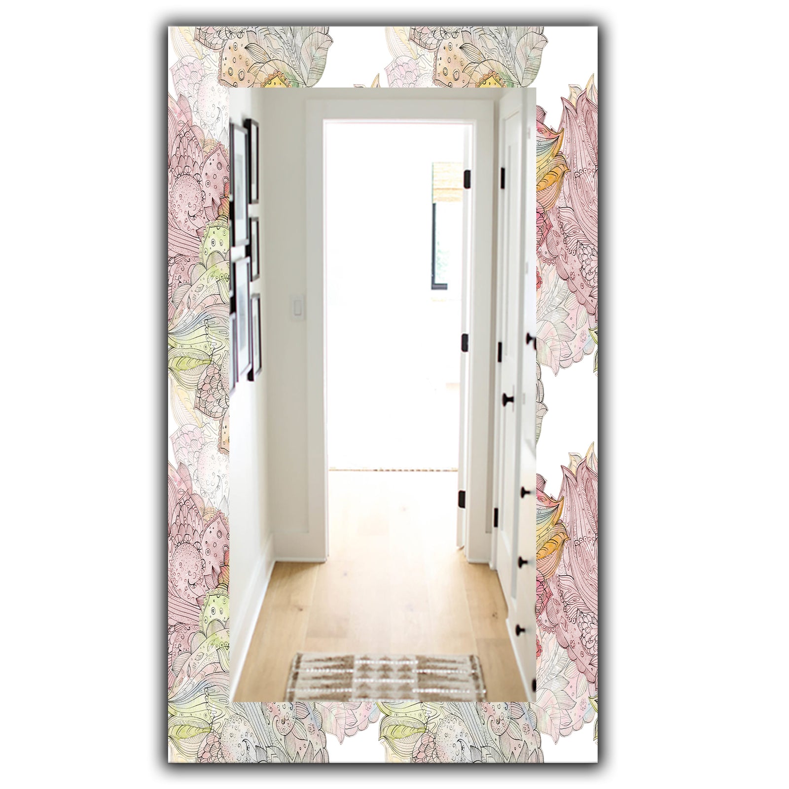Watercolor Painting With Ethnic Motif - Bohemian and Eclectic Mirror - Modern Wall Mirror