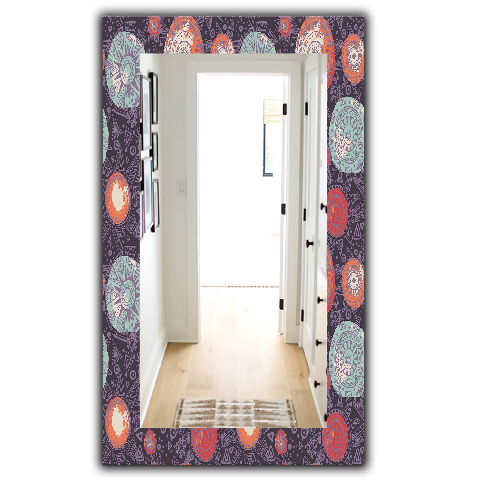 Pattern With Graphic Doodle Suns - Modern Mirror - Vanity Mirror