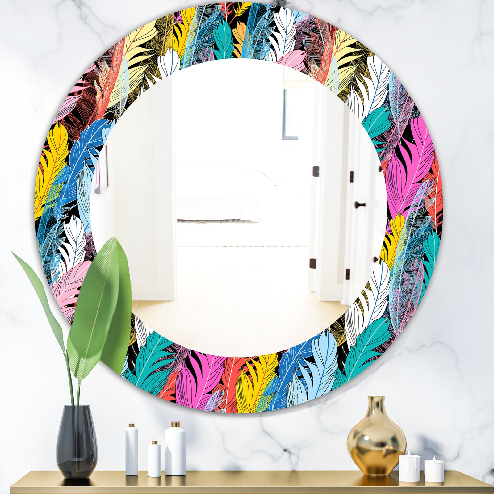 Feathers 7 - Modern Mirror - Oval or Round Wall Mirror