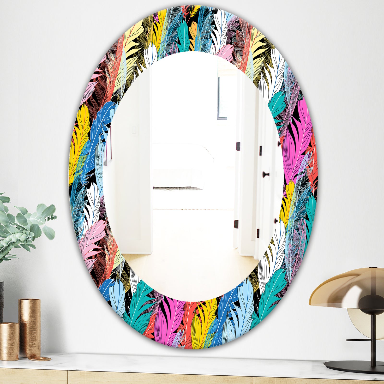 Feathers 7 - Modern Mirror - Oval or Round Wall Mirror
