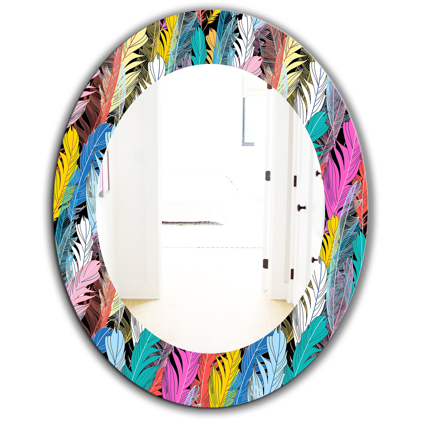 Feathers 7 - Modern Mirror - Oval or Round Wall Mirror
