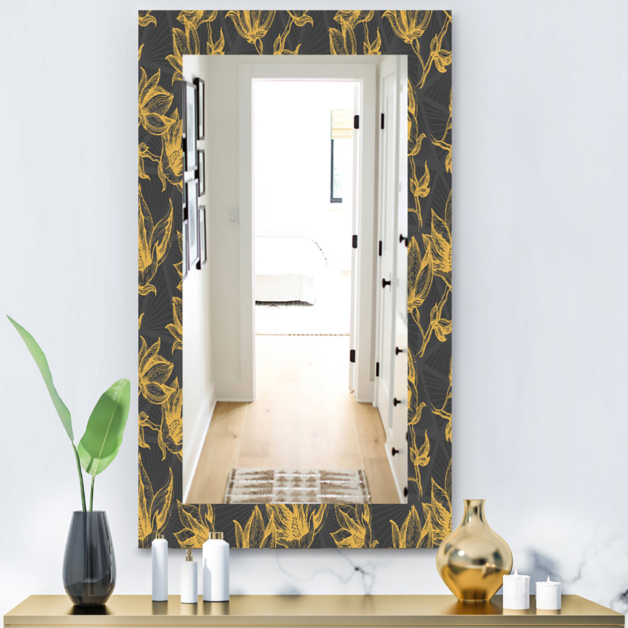 Obsidian Bloom 7 - Modern Mirror - Wall Mirror