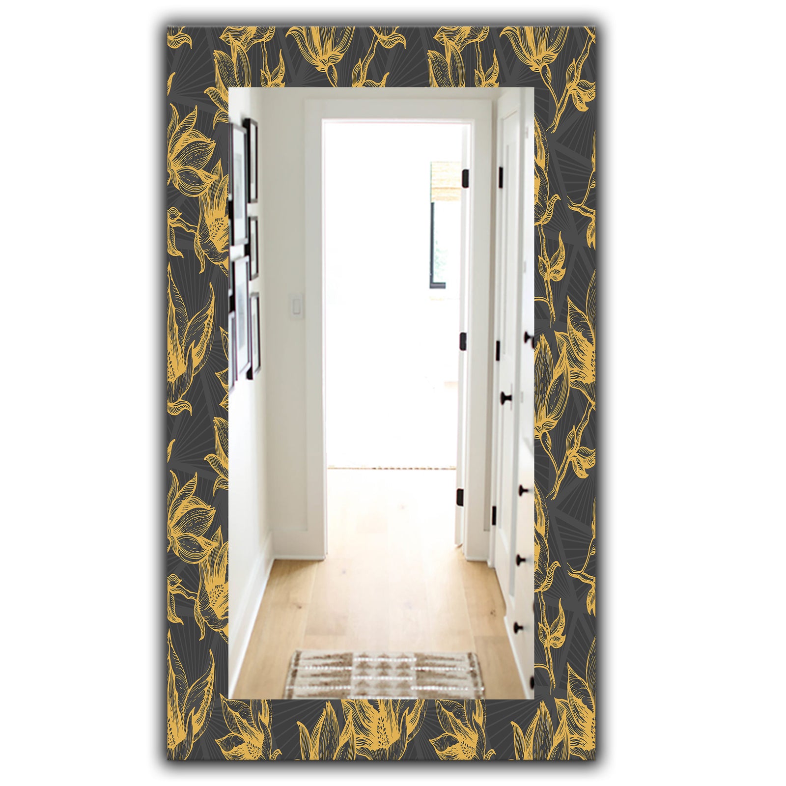 Obsidian Bloom 7 - Modern Mirror - Wall Mirror