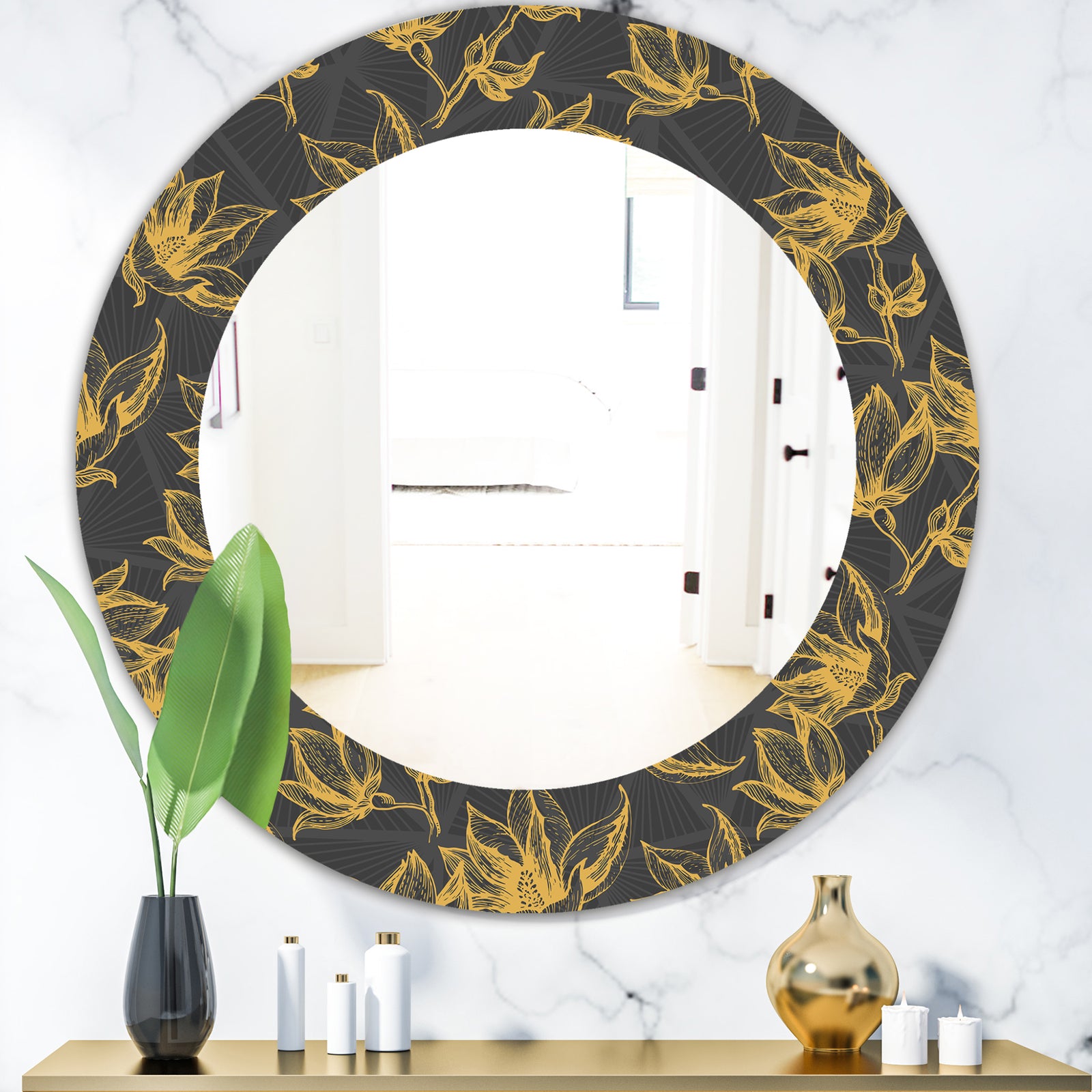 Obsidian Bloom 7 - Modern Mirror - Oval or Round Wall Mirror
