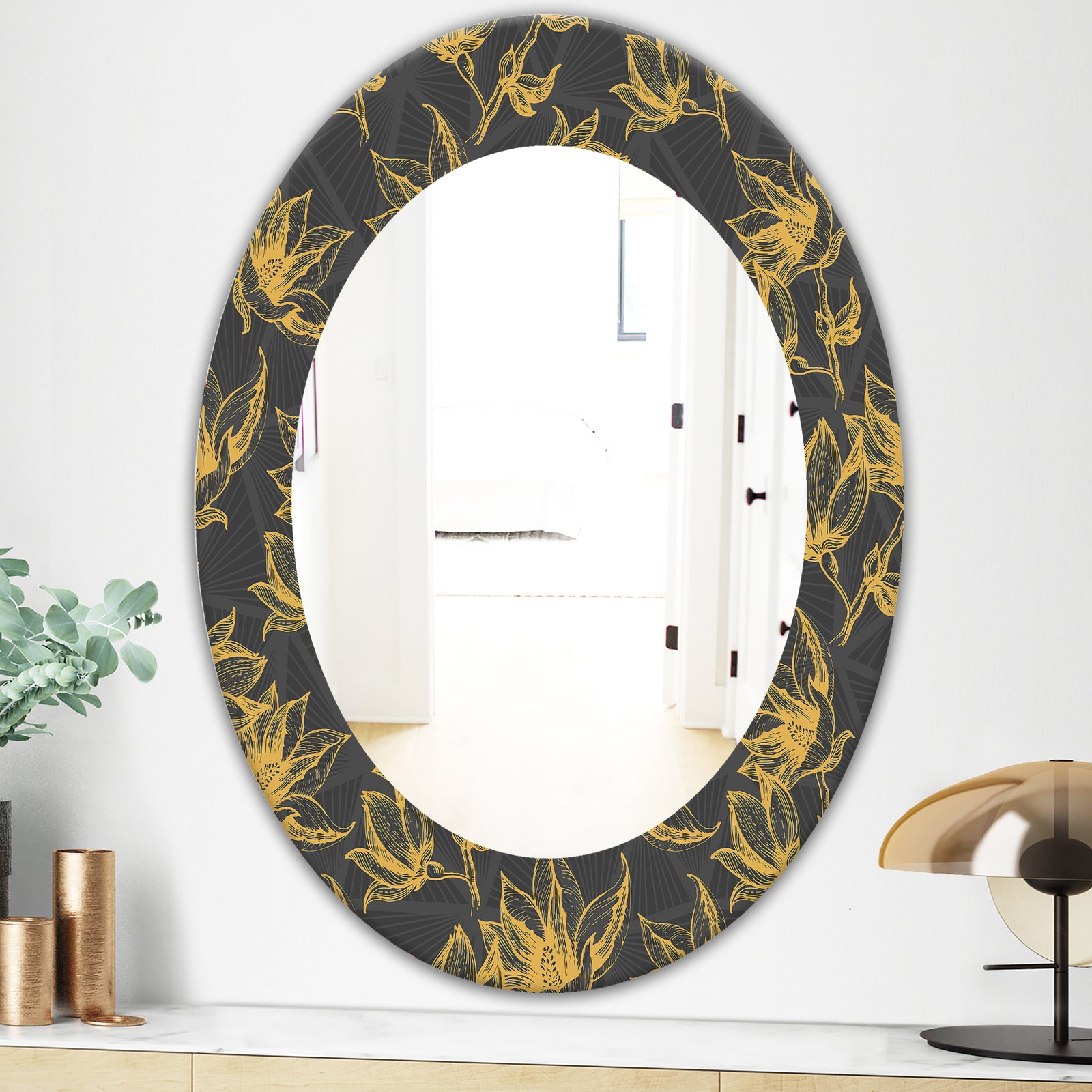 Obsidian Bloom 7 - Modern Mirror - Oval or Round Wall Mirror