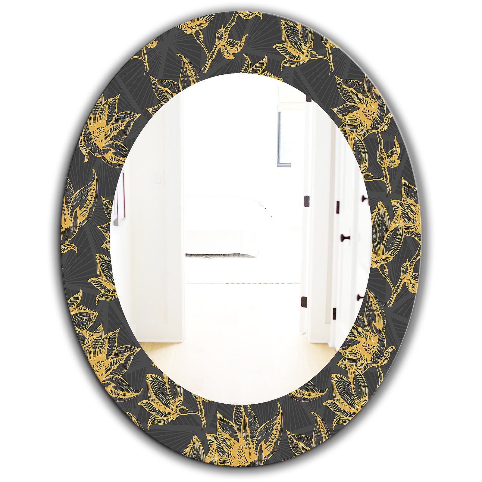 Obsidian Bloom 7 - Modern Mirror - Oval or Round Wall Mirror