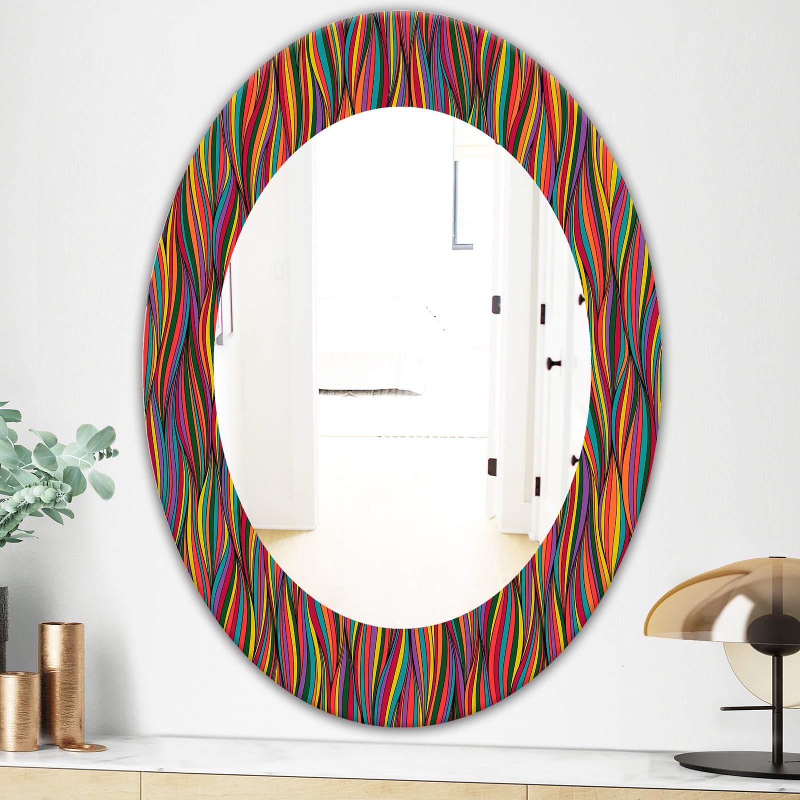 Gorgeous Wave - Bohemian and Eclectic Mirror - Oval or Round Wall Mirror