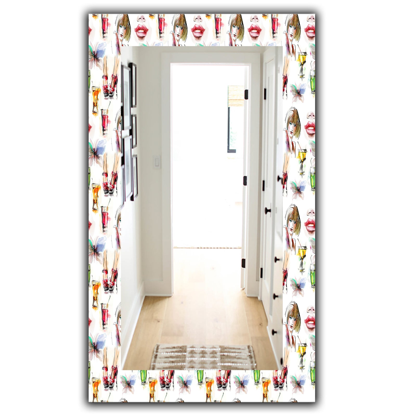 Beauty and Fashion Pattern With Girls - Modern Mirror - Wall Mirror