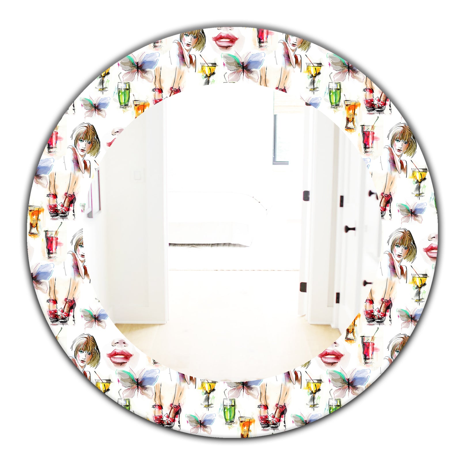 Beauty and Fashion Pattern With Girls - Modern Mirror - Oval or Round Wall Mirror
