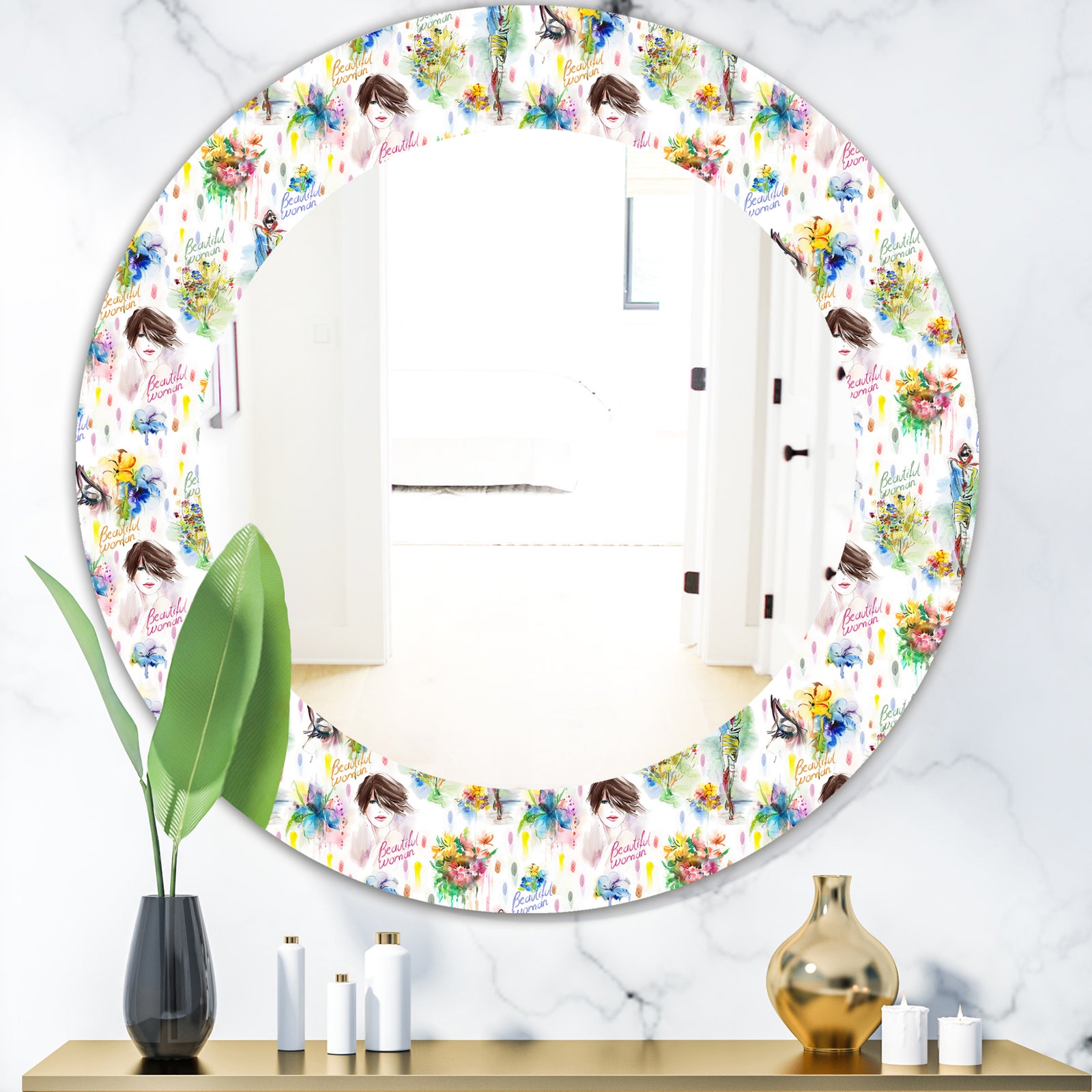 Beauty and Fashion Pattern - Modern Mirror - Oval or Round Wall Mirror
