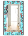 Winter Pattern With Peacocks and Snowflakes - Modern Mirror - Frameless Vanity Mirror