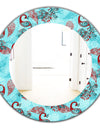 Winter Pattern With Peacocks and Snowflakes - Modern Mirror - Oval or Round Wall Mirror