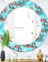 Winter Pattern With Peacocks and Snowflakes - Modern Mirror - Oval or Round Wall Mirror