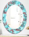 Winter Pattern With Peacocks and Snowflakes - Modern Mirror - Oval or Round Wall Mirror