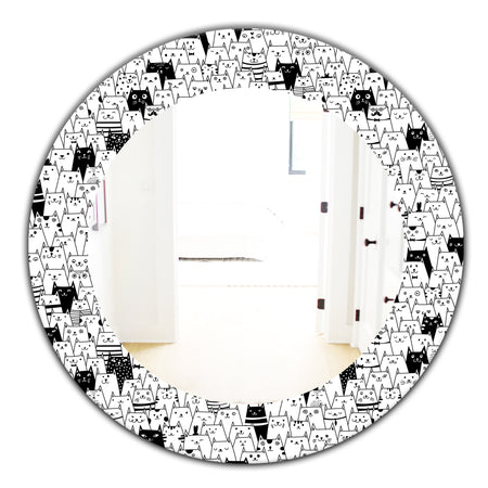 Cats Pattern - Modern Mirror - Oval or Round Wall Mirror