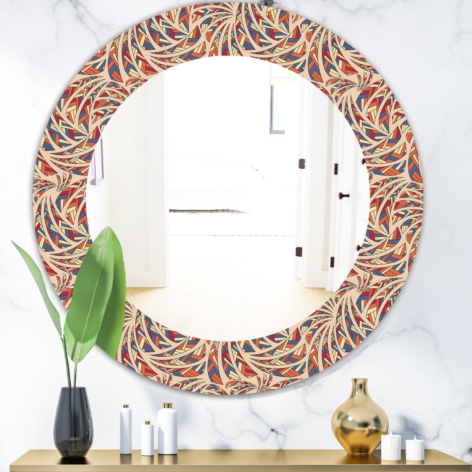 Ethnic Pattern - Bohemian and Eclectic Mirror - Oval or Round Wall Mirror