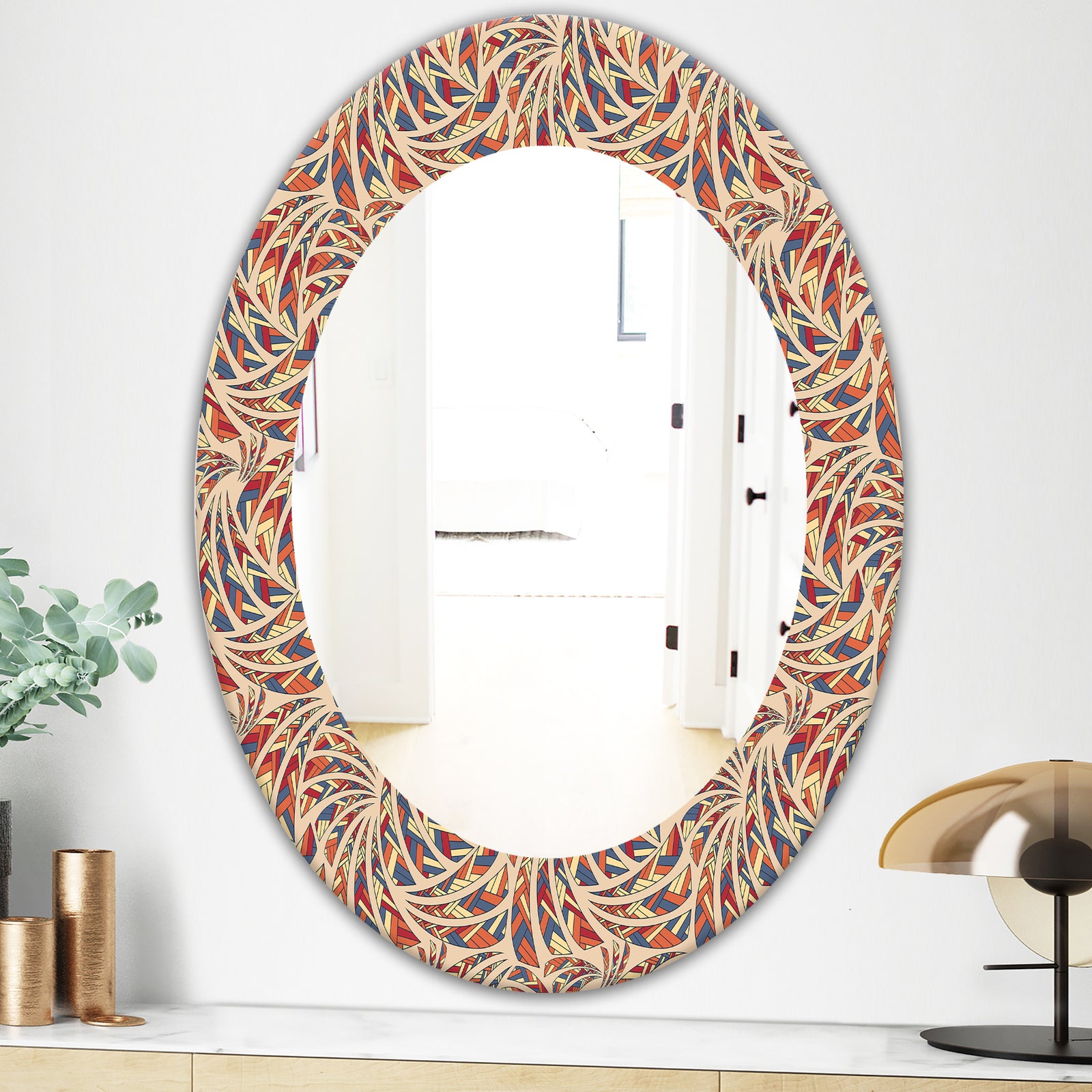 Ethnic Pattern - Bohemian and Eclectic Mirror - Oval or Round Wall Mirror