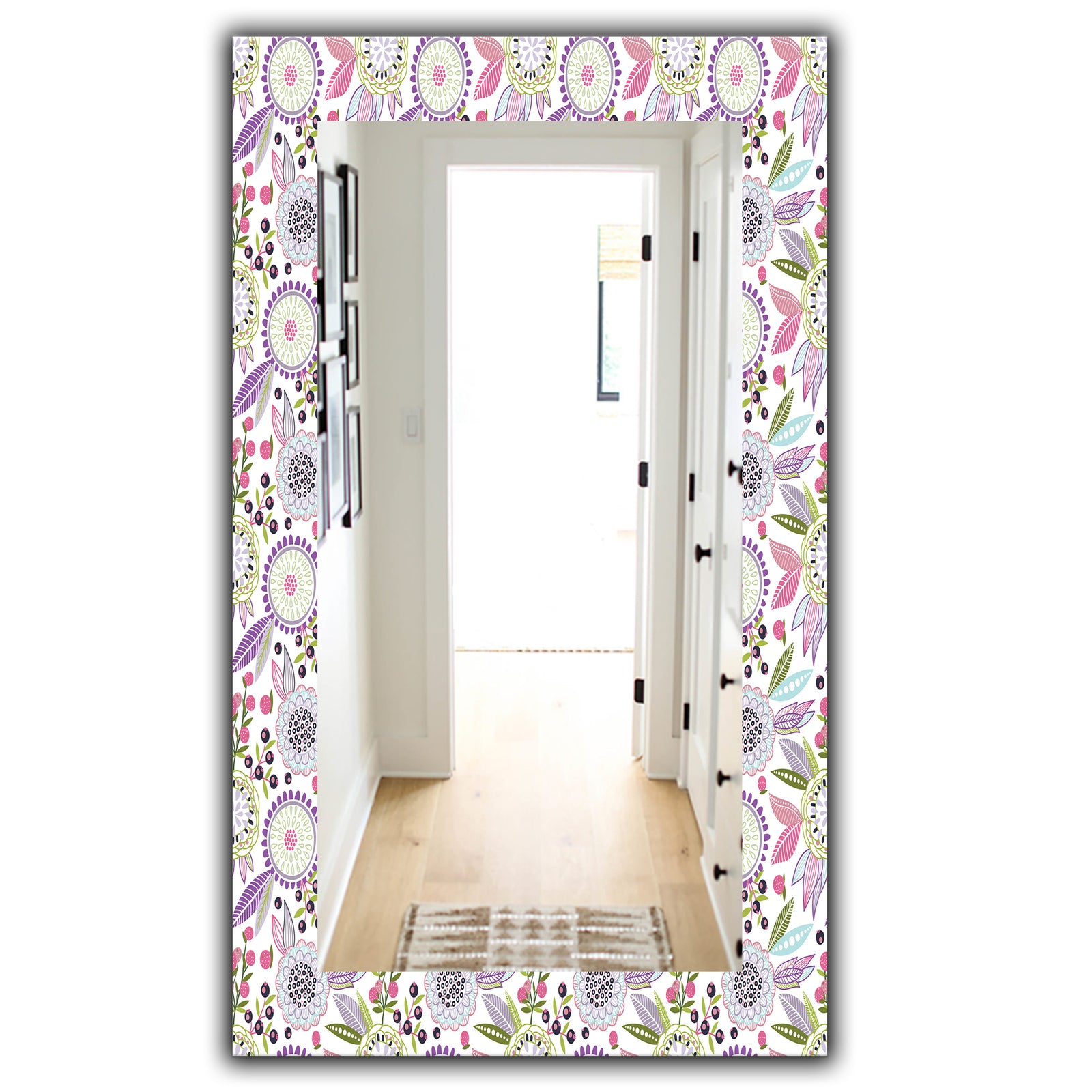 Pink Blossom 9 - Modern Mirror - Frameless Wall Mirror