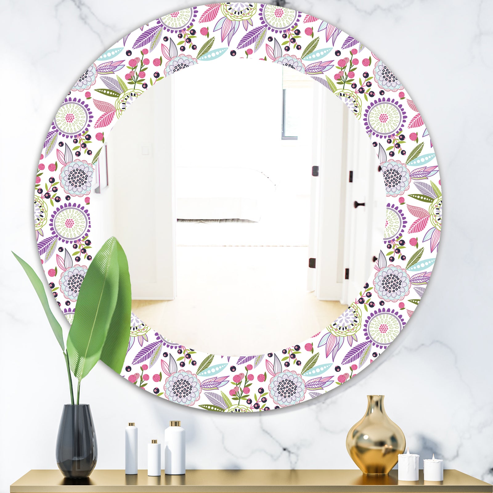 Porch & Den Daren Pink Blossom Frameless Mirror