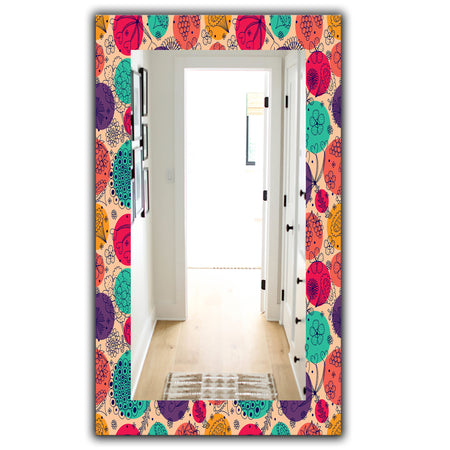 Flowers Motif Pattern - Modern Mirror - Vanity Mirror