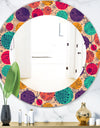 Flowers Motif Pattern - Modern Mirror - Oval or Round Wall Mirror