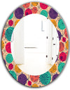Flowers Motif Pattern - Modern Mirror - Oval or Round Wall Mirror