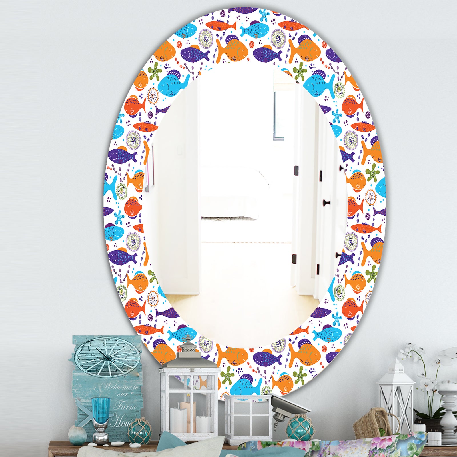 Costal Creatures 7 - Traditional Mirror - Oval or Round Wall Mirror