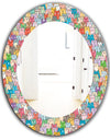 Funny Cat'S Heads Pattern - Modern Mirror - Oval or Round Wall Mirror