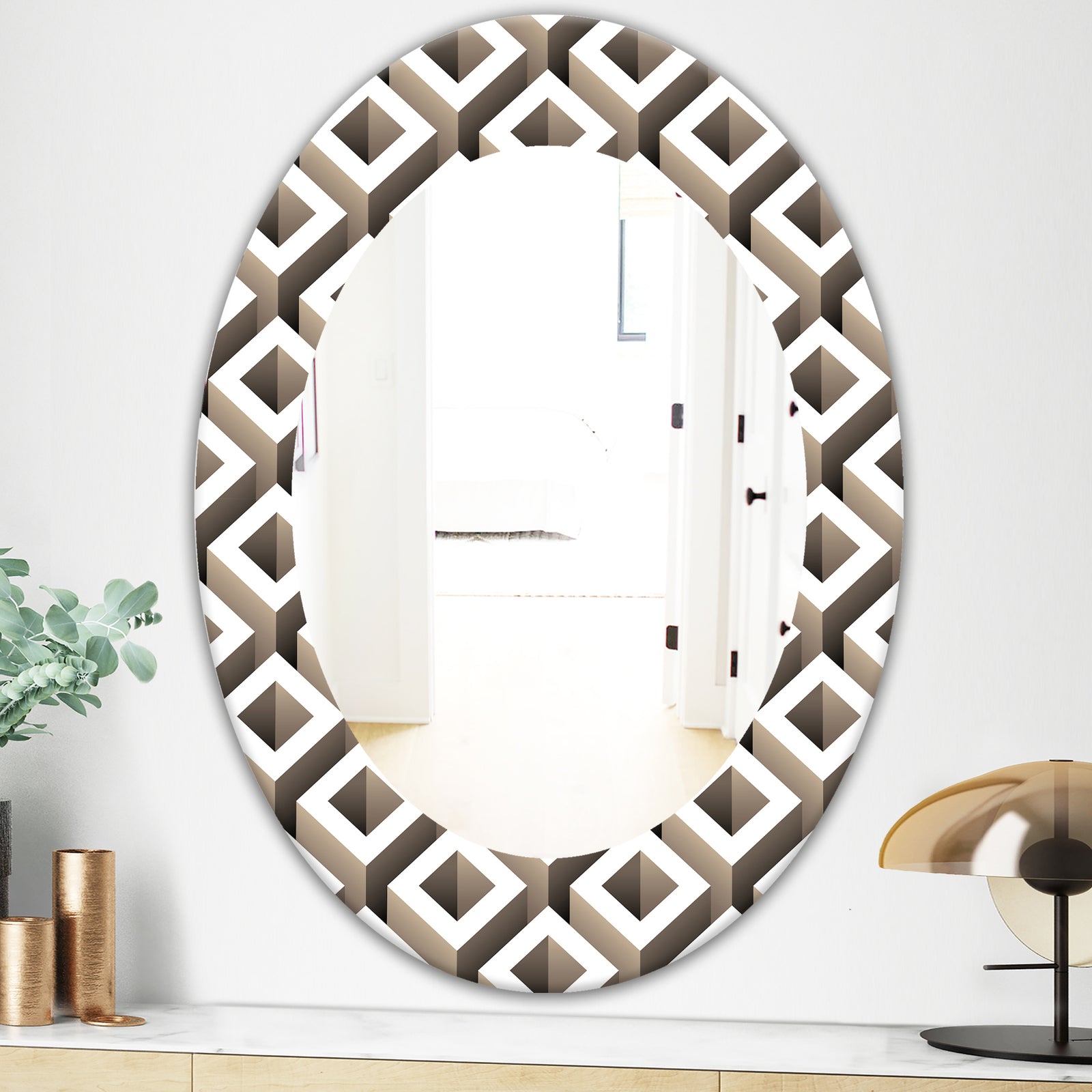 Scandinavian 8 - Mid-Century Mirror - Oval or Round Wall Mirror