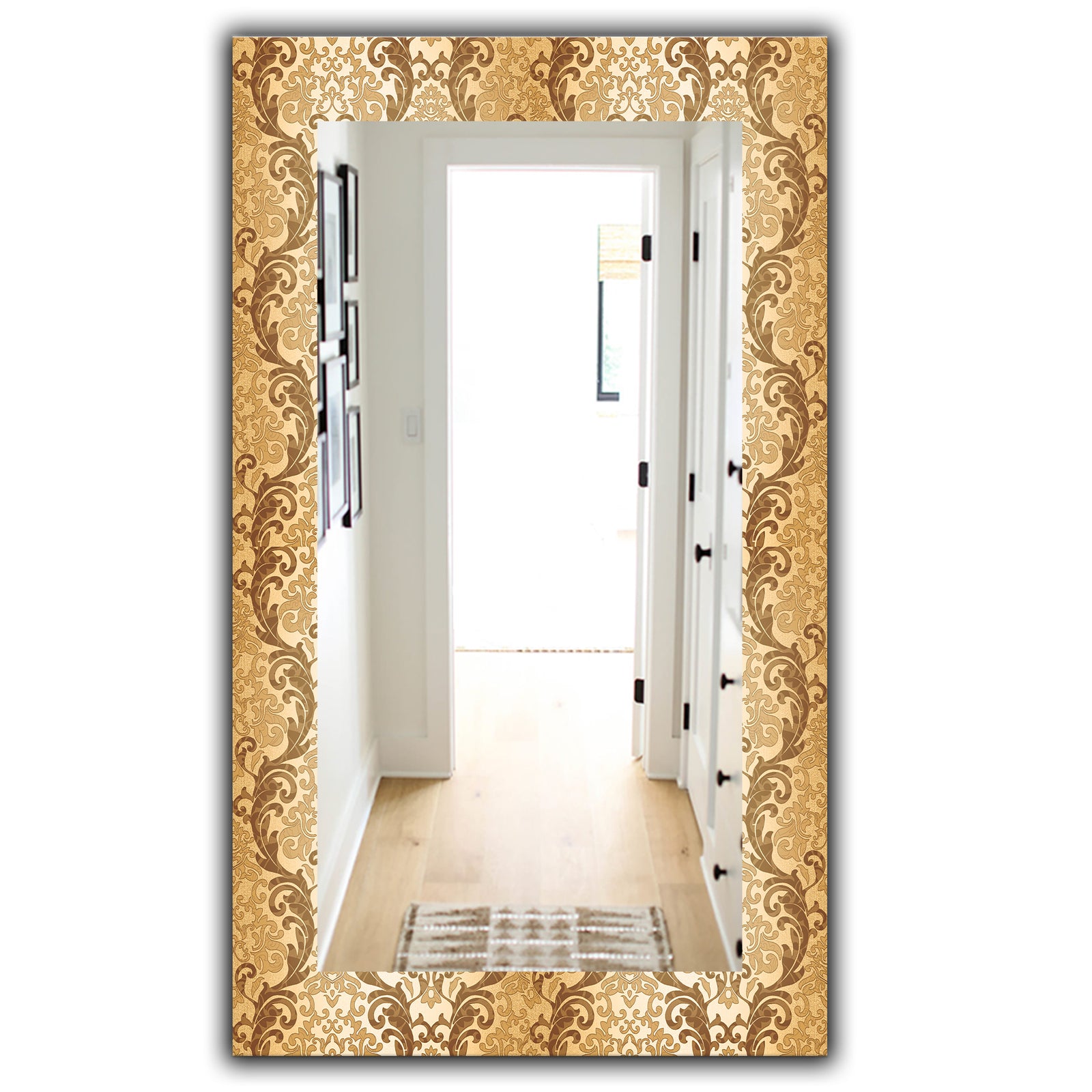 Damask Pattern - Mid-Century Mirror - Vanity Mirror