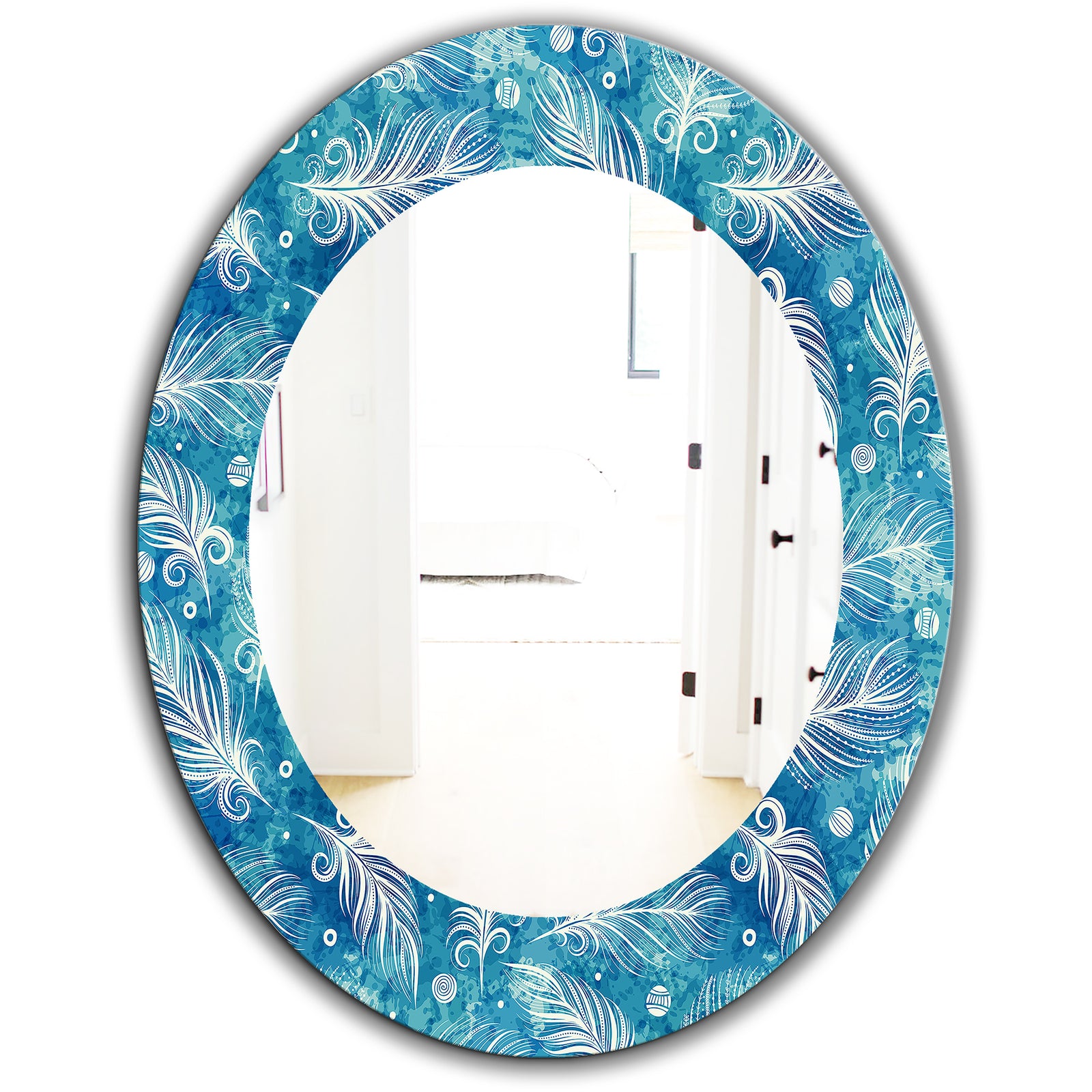 Feathers 8 - Modern Mirror - Frameless Oval or Round Wall Mirror