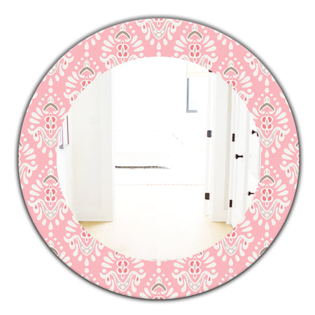 Pink Spheres 2 - Farmhouse Mirror - Frameless Oval or Round Wall Mirror