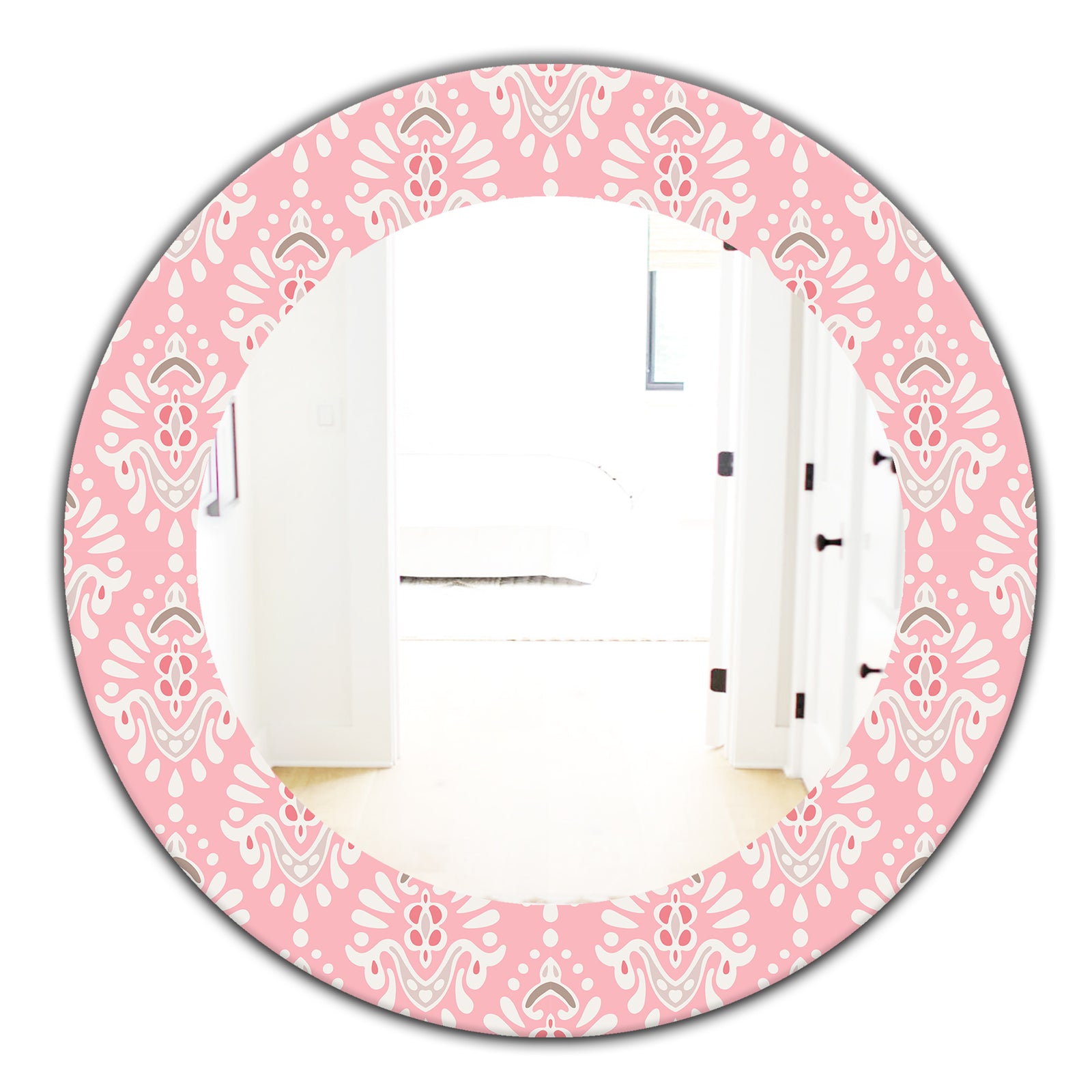 Pink Spheres 2 - Farmhouse Mirror - Frameless Oval or Round Wall Mirror