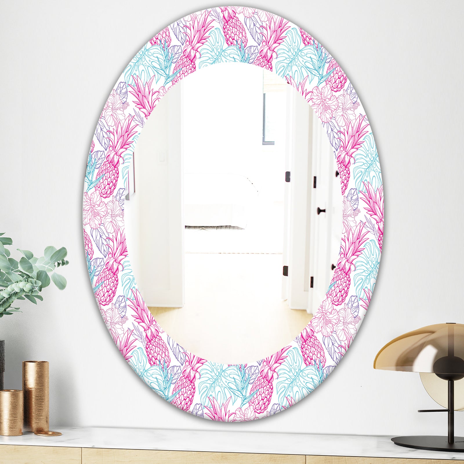 Tropical Mood Pineapple 2 - Modern Mirror - Oval or Round Wall Mirror