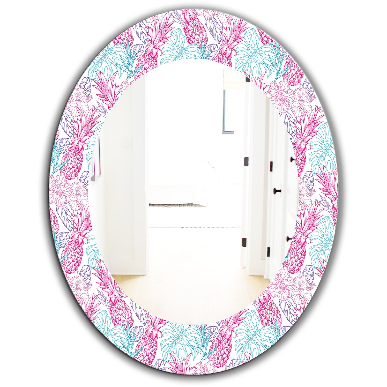 Tropical Mood Pineapple 2 - Modern Mirror - Oval or Round Wall Mirror