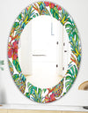 Tropical Mood Foliage 4 - Bohemian and Eclectic Mirror - Frameless Oval or Round Wall Mirror