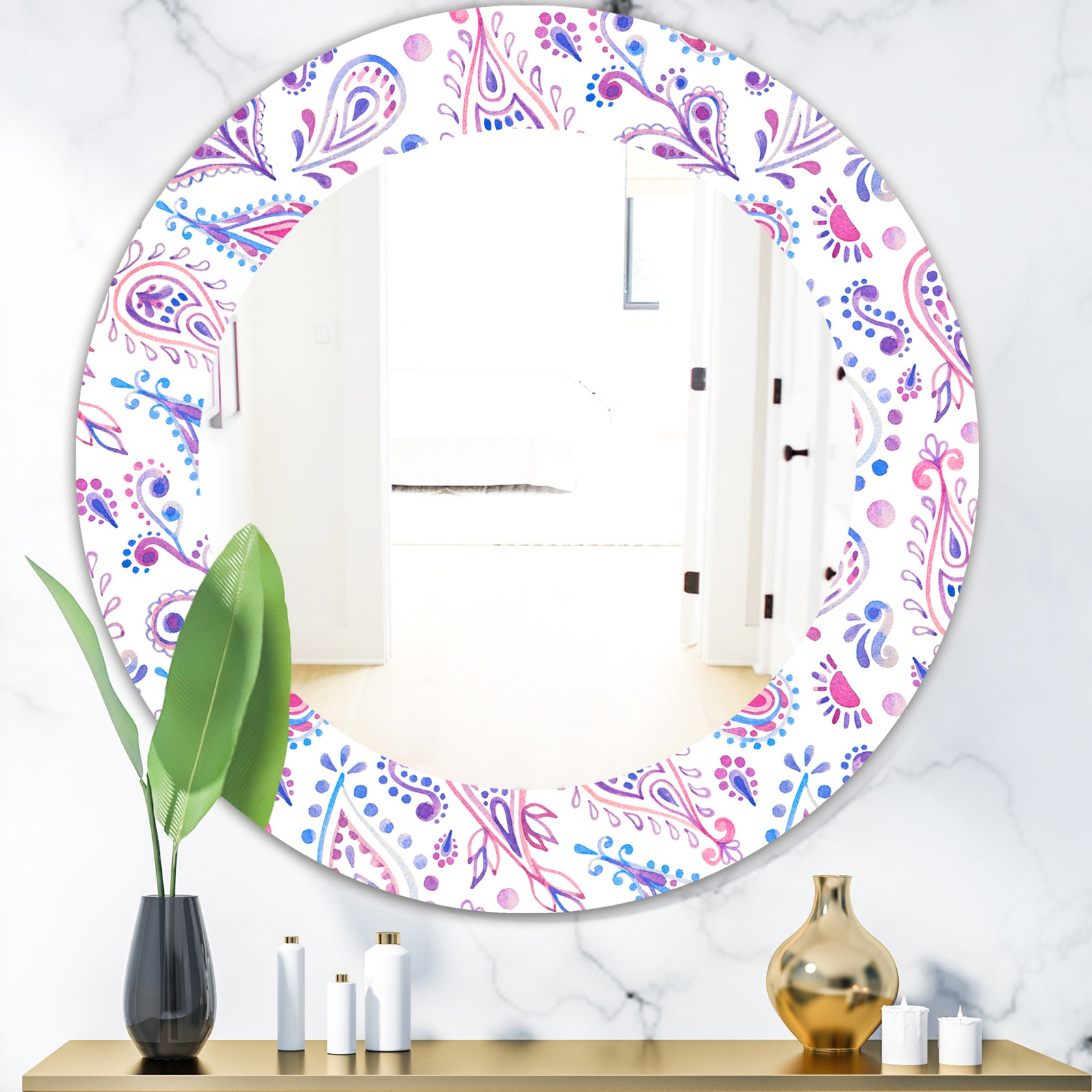 Paisley 3 - Bohemian and Eclectic Mirror - Oval or Round Wall Mirror