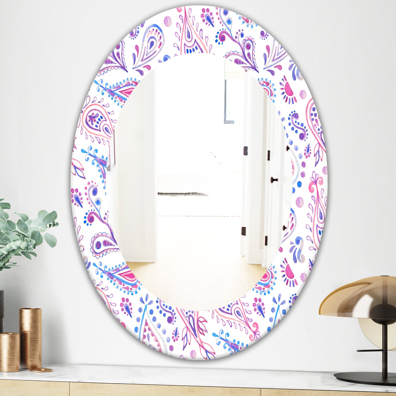 Paisley 3 - Bohemian and Eclectic Mirror - Oval or Round Wall Mirror