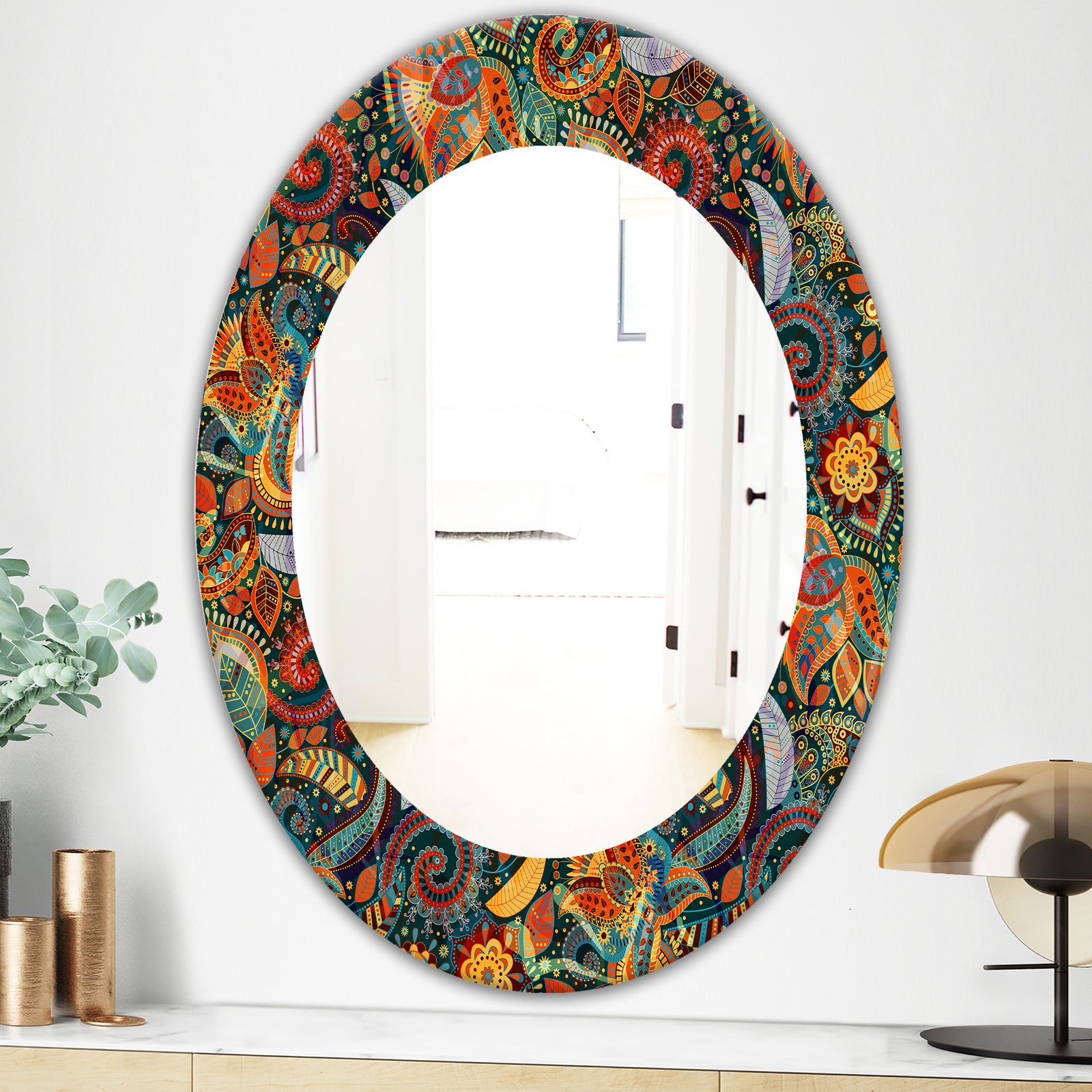Paisley 4 - Bohemian and Eclectic Mirror - Oval or Round Wall Mirror